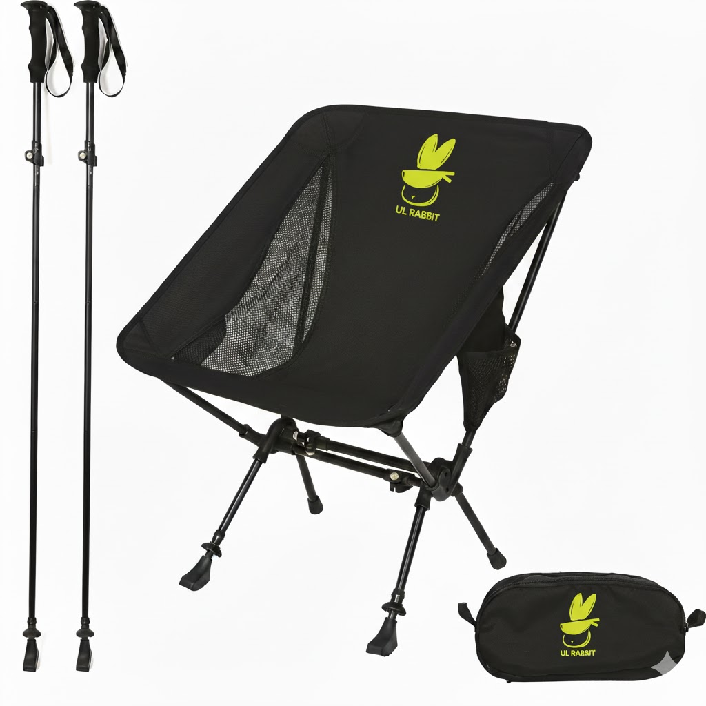 Portable Ultralight Folding Camping Chair With Hiking Pole 2 in 1